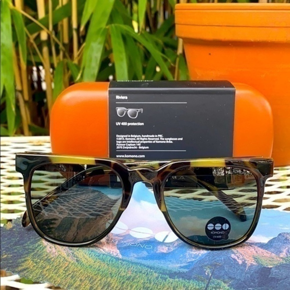 KOMONO Riviera Green Tortoise Sunglasses NEW - Picture 8 of 16